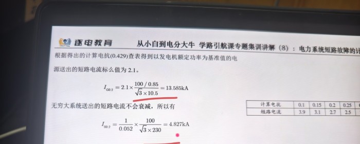 求短路电流有名值时UB的选取